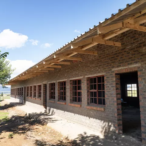 Outside view of newly build classrooms at Ekuphumleni secondary school
